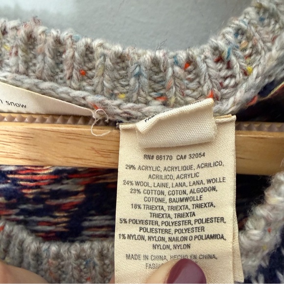 Anthropologie Sleeping on Snow Fair Isle Sweater Cape Poncho Medium Large M - Picture 6 of 12